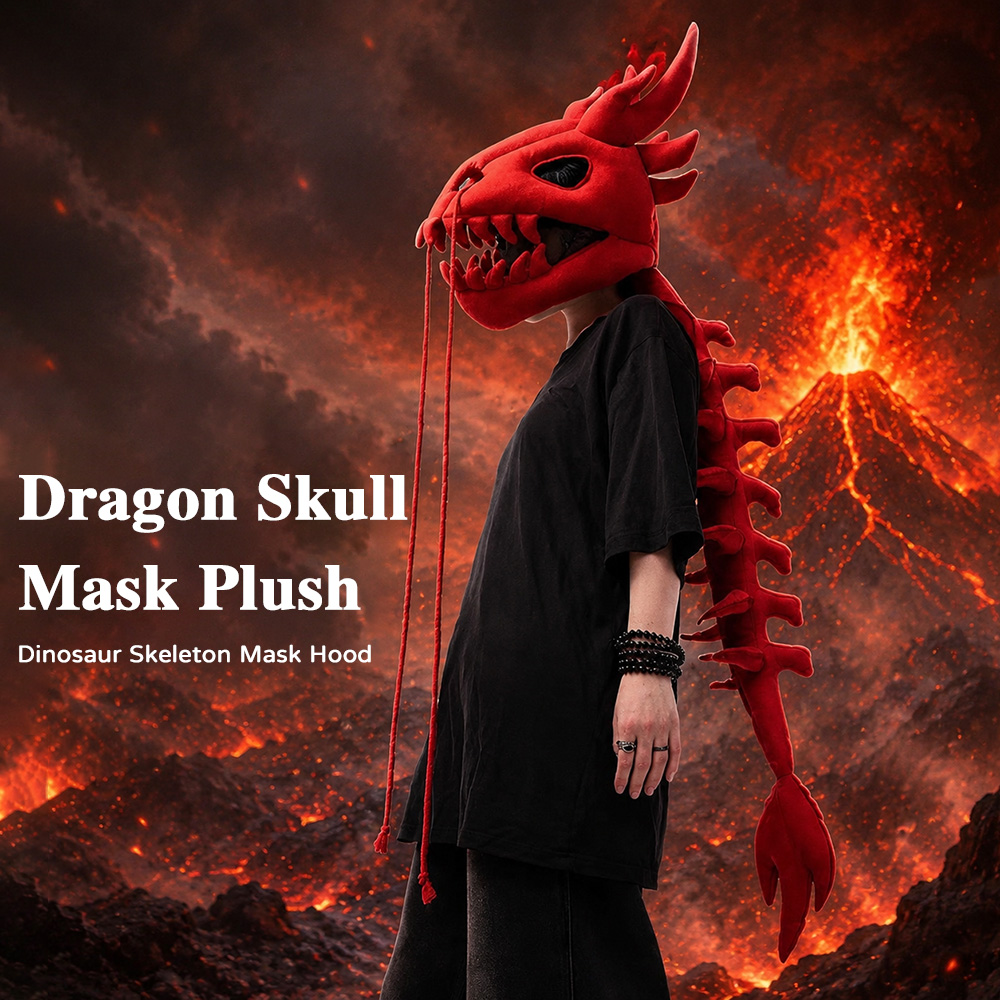 Photography Lighting Home - Dragon Skull Spine Plush Hood Long