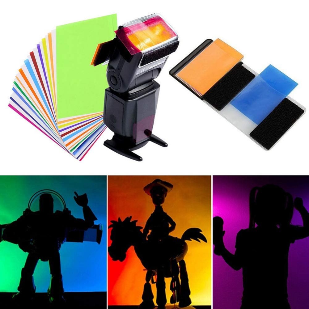 Photography Lighting Gels - 12 Colors Camera Flash Gels Lighting
