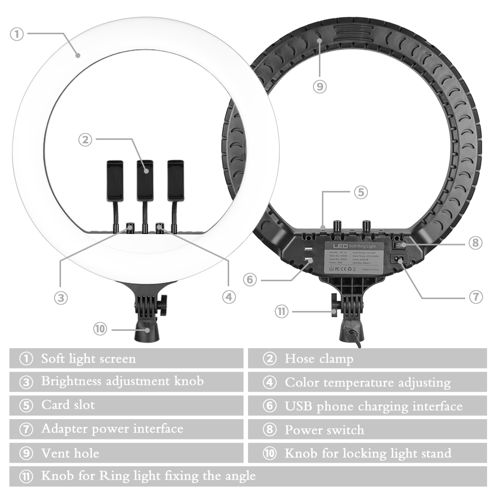 SH 18 Inch Knob Ring Light LED - Photography Lighting Wand recension och pris