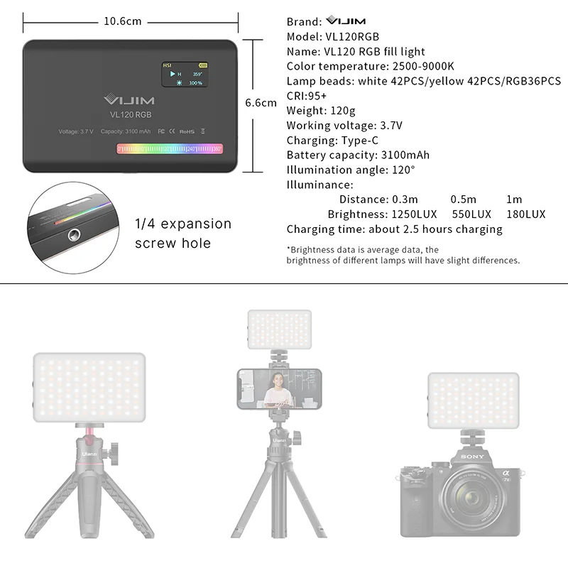 2026 New120 RGB Pocket Fill Li - Photography Lighting recension och pris