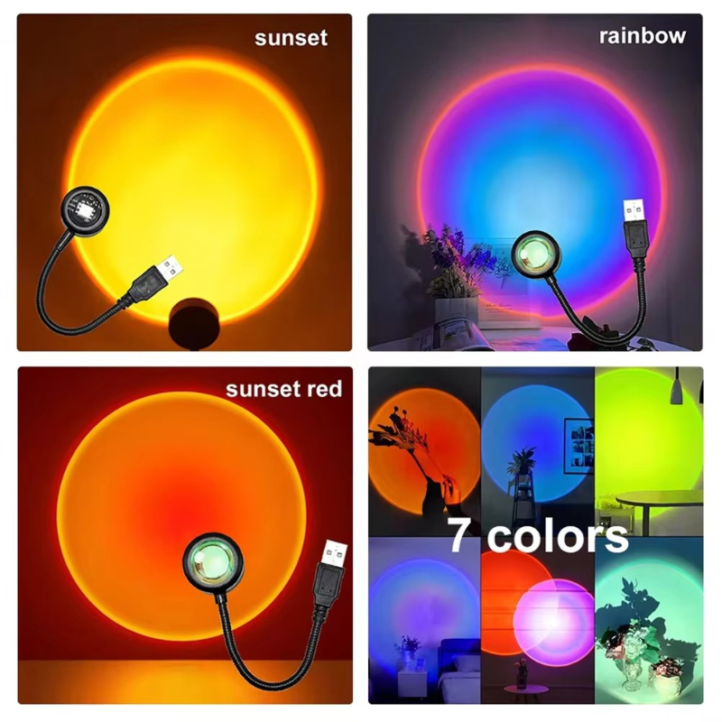 1-4pcs Sunset Lamp LED Rainbow - Photography Lighting Home recension och pris