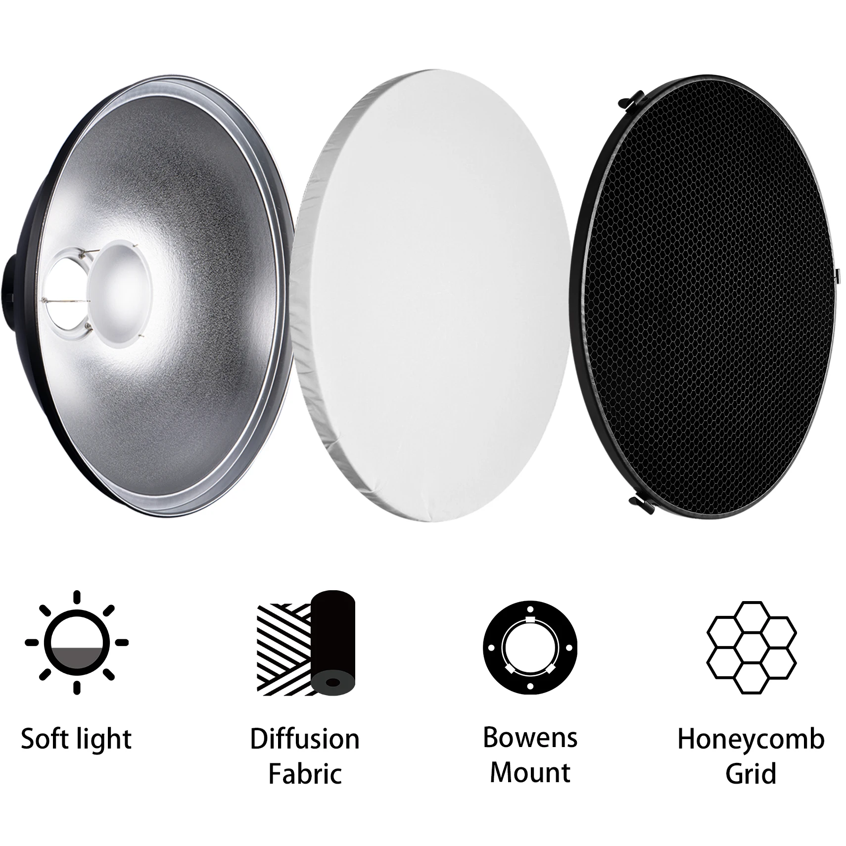 Selens 55cm Silver/White Inter - Beauty Dish 55Cm recension och pris